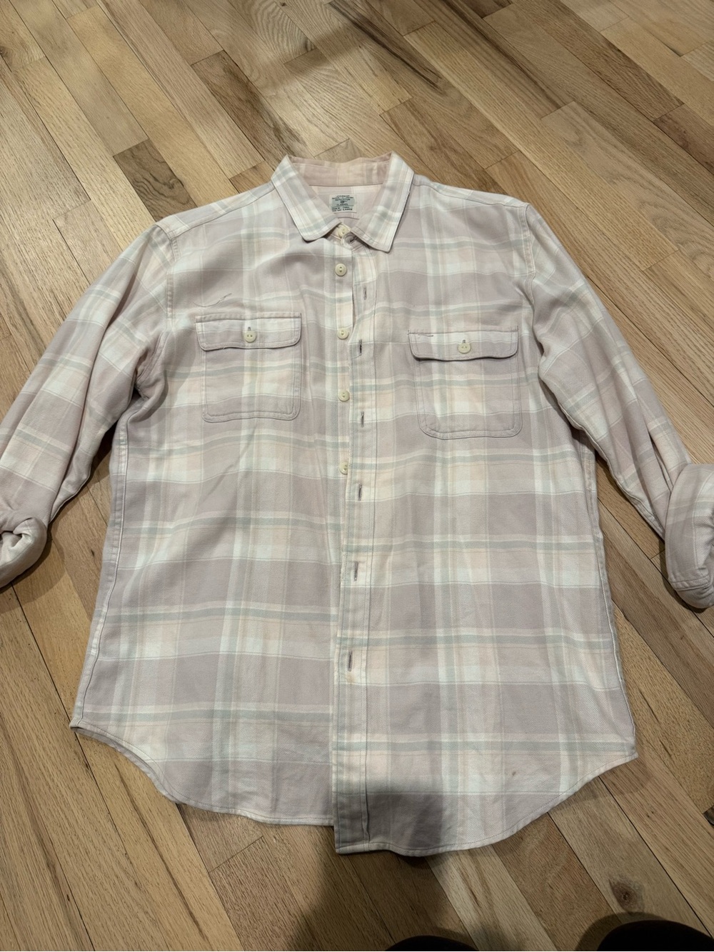 J. Crew Light Pink Plaid Cotton Button-Down Shirt
